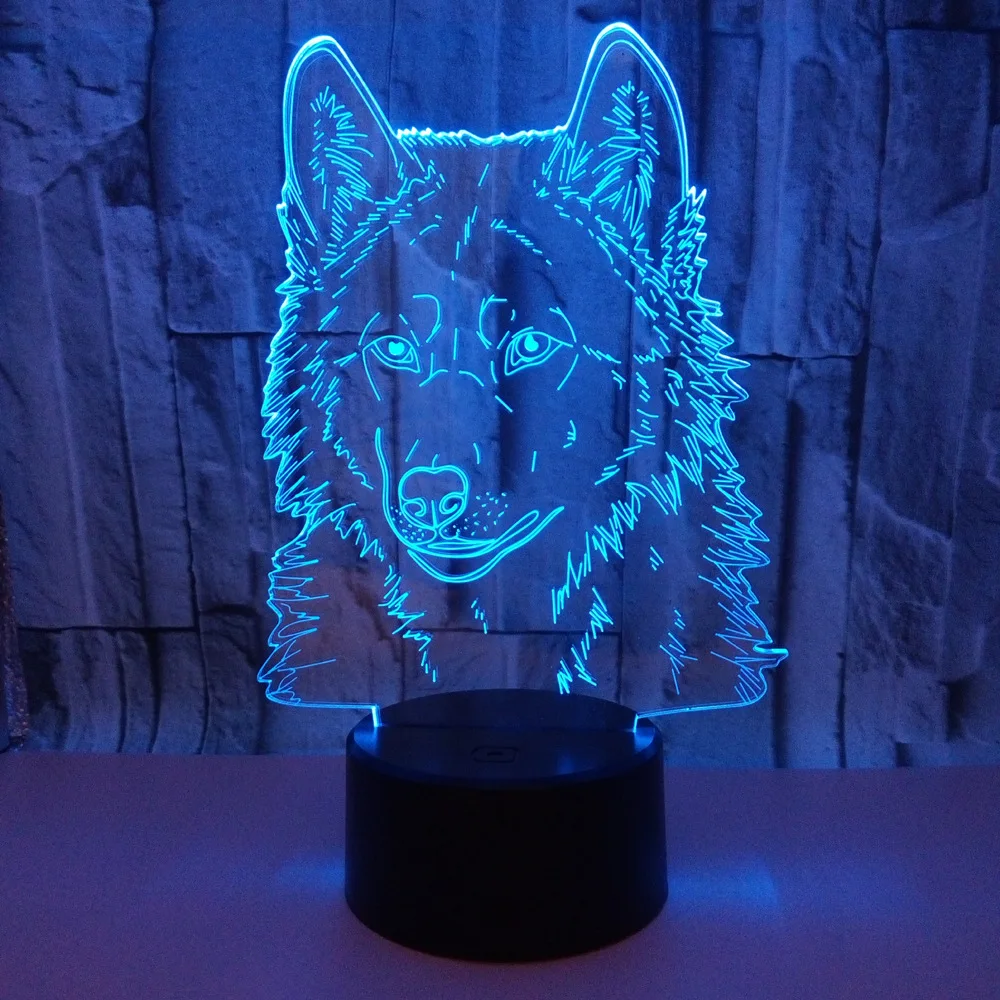 Lâmpada de Mesa Lâmpadas para Sala Novo Lobo Lâmpada Colorida Toque Remoto Presente Estar Deco Enfant Chambre Nightlight 3d 14 Luzes e Iluminação