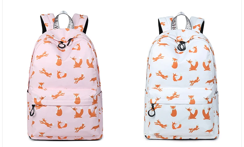 WINNER Cute Animal Fox Printing School Backpacks Waterproof Women Bag Laptop Backpack Female Mochila Bolsas E Sacolas (33)