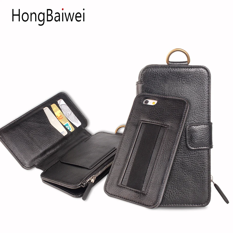 

Luxury Leather Wallet Case for iPhone 7 7Plus 2in1 Business Style Flip Phone Bag Case for iPhone 7 Coque Cover with Card Holder