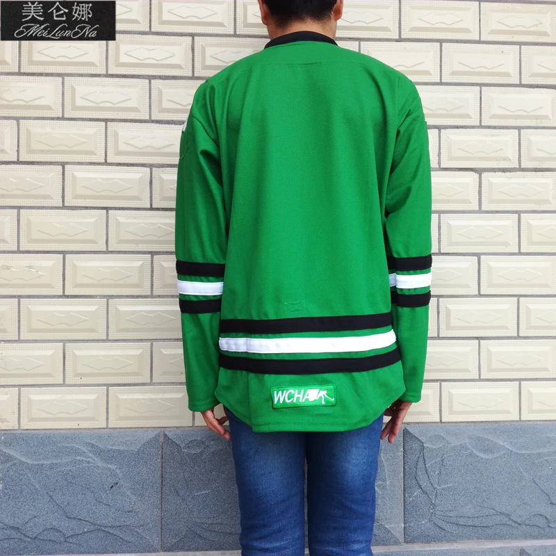 

MeiLunNa Christmas Black Friday UND North Dakota Fighting Sioux Blank Jerseys NO Name No Number 0001 Green Home Jerseys