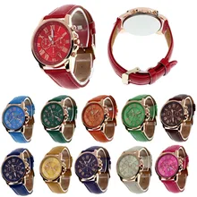 Feitong New Casual Watch Women Dress Watches Roman PU Leather Quartz WristWatch For Women Men relogio