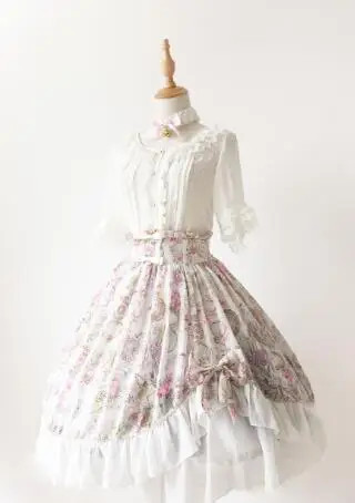 

Gorgeous Asymmetrical Design A Line Lolita Skirt [Antique Clock] Series Sweet Lolita Ruffled SK by Soufflesong