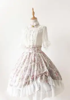 

Gorgeous Asymmetrical Design A Line Lolita Skirt [Antique Clock] Series Sweet Lolita Ruffled SK by Soufflesong