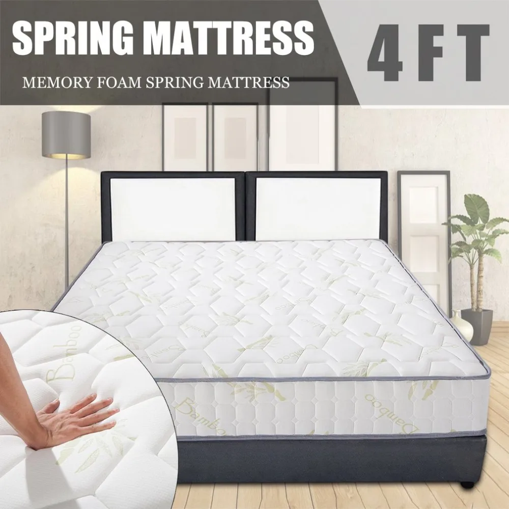 

4FT 10 Inch Breathable Bamboo Charcoal Memory Cotton Seven-zone Independent Spring Mattress Pad Thickening Mattress 120x190cm