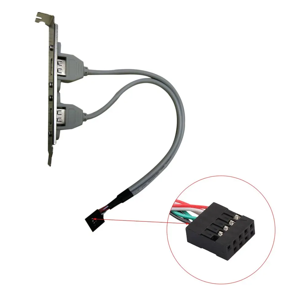 

ONLENY 9Pin To USB Female Baffle Bit Line Dual USB 2.0 Female Ports Screw Lock Panel Mount Cable Flexible Cord PC Case Internal