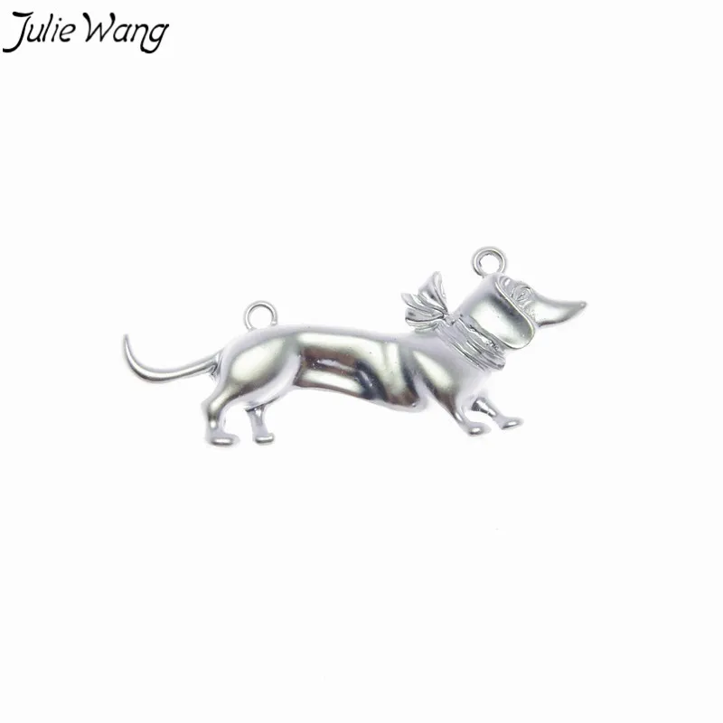 

Julie Wang 4PCS Matte Silver Dog Animal Shape Alloy Pendant Charm DIY Pet Name Tag Fashion Jewelry Phone Hanging Craft Findings