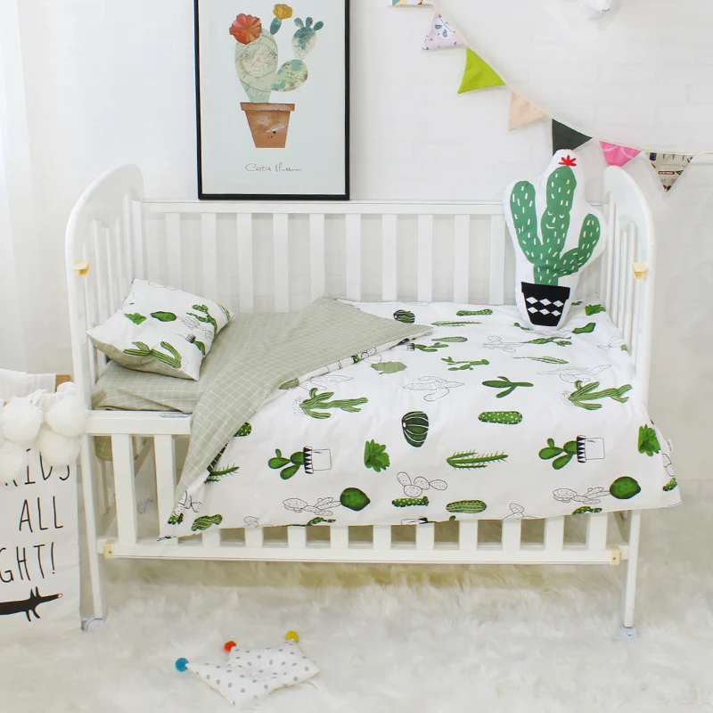 Us 20 9 29 Off 3 Pcs Set Baby Bedding Pure Cotton Flamingo Grey Cloud Pattern Crib Kit Including Pillowcase Duvet Cover Cot Flat Sheet In
