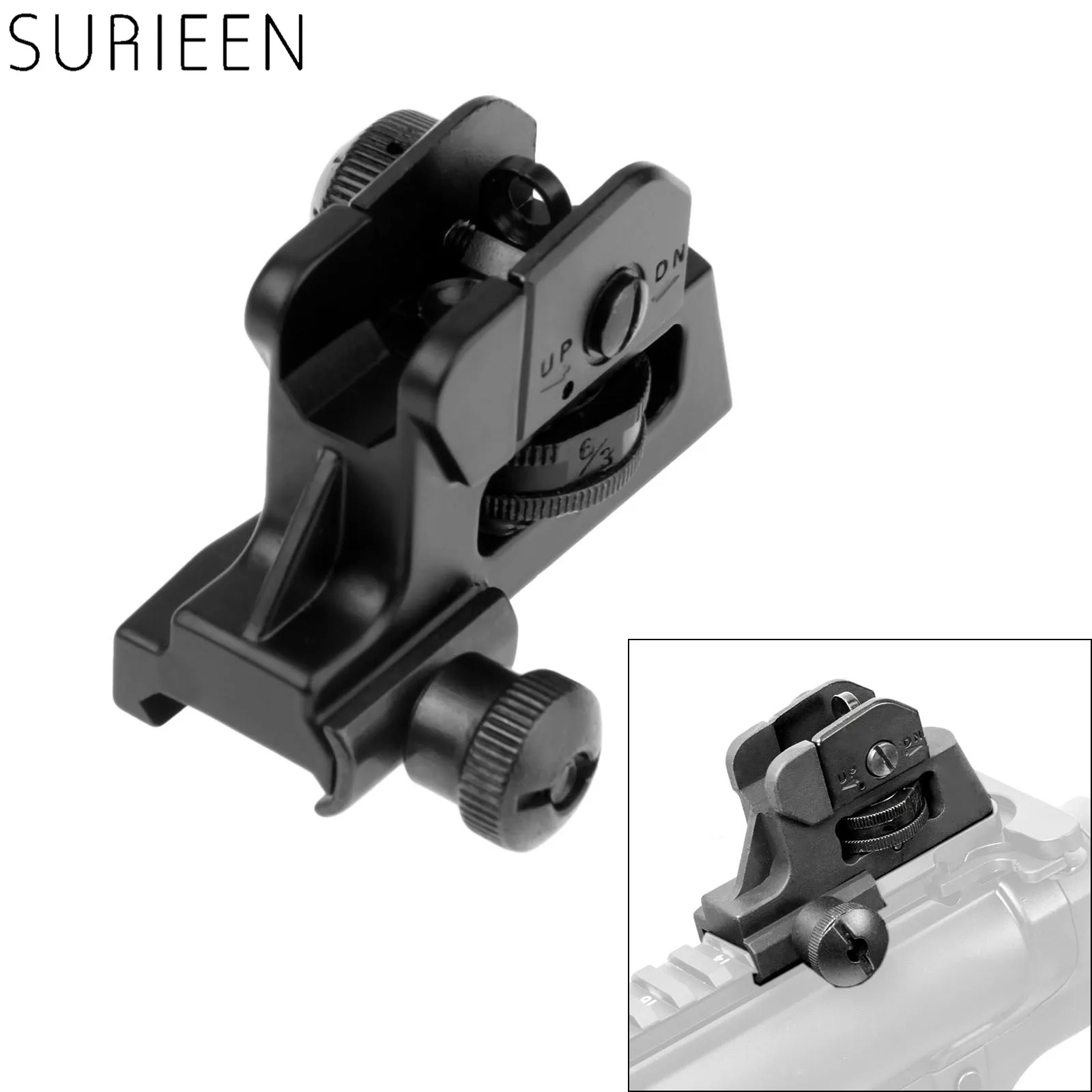 

SURIEEN Detachable AR Dual Apertures A2 Rear Sight Fits 20mm Mount All Flat Tops of Hunting Gun Rifle Sight Accessories