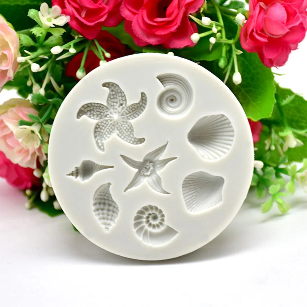

Cake Decoration Tools DIY Sea Creatures Conch Starfish Shell Fondant Cake Candy Silicone Molds Creative DIY Chocolate Mold **D