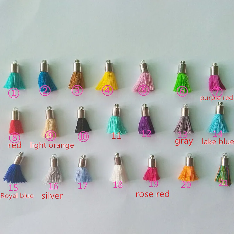 

20pcs/lot New Charms Cotton Tassels Pendant Silk Satin Tassels With Silver Cap for Earring Findings jewelry making DIY Materials
