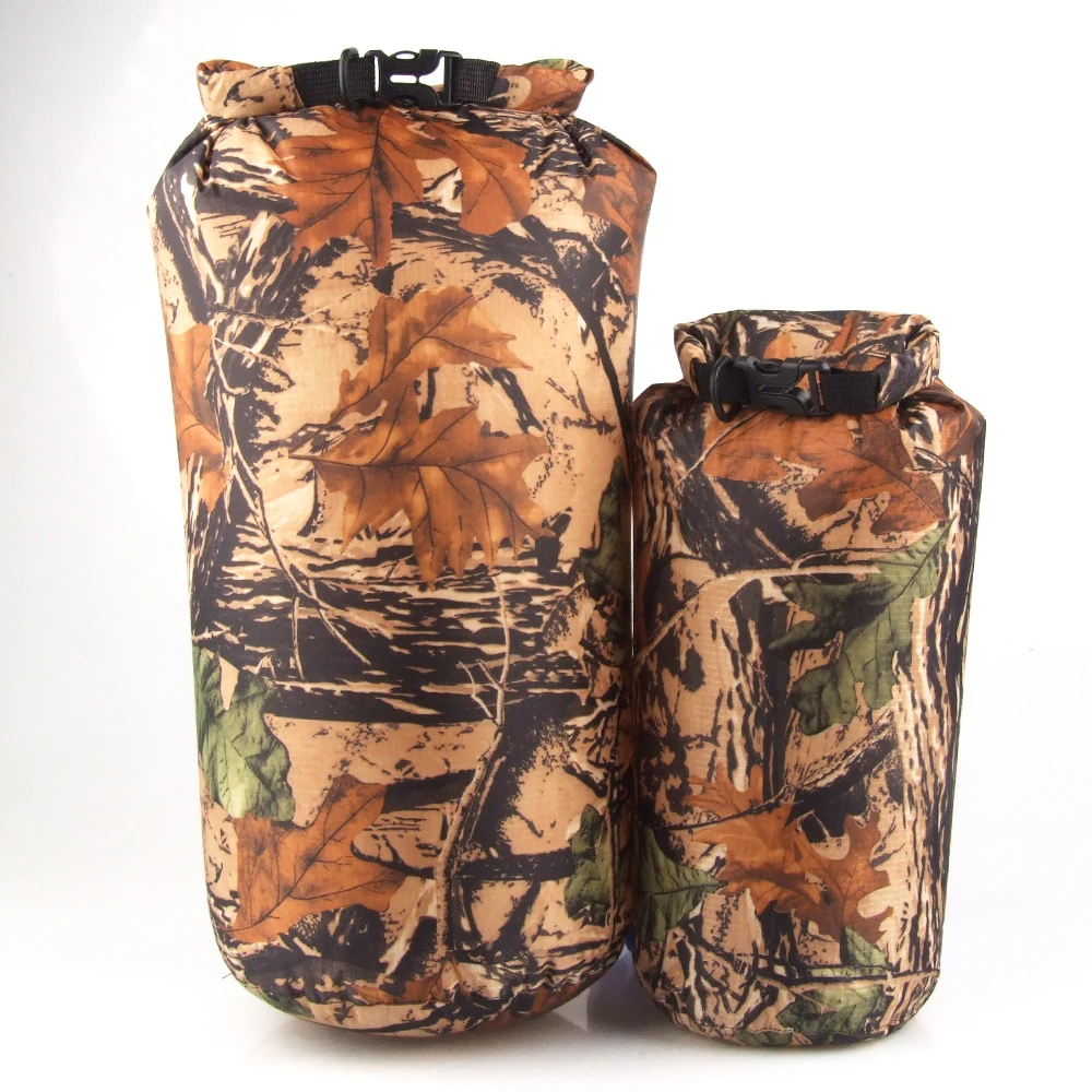 Outdoor 2 Pieces 15L & 8L Camo Waterproof Dry Sack Bag Travel Camping Climbing Hiking Kayak Canoe Inflatable Boat Accessory