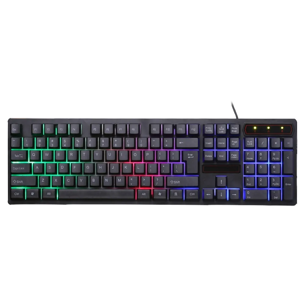 Игровая клавиатура 104 клавиши с подвеской радужная RGB подсветка USB Проводная