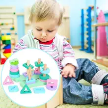 Геометрическая форма детских игрушек деревянные Раннее детство образовательные игрушки мультфильм крокодил Макарон строительные блоки