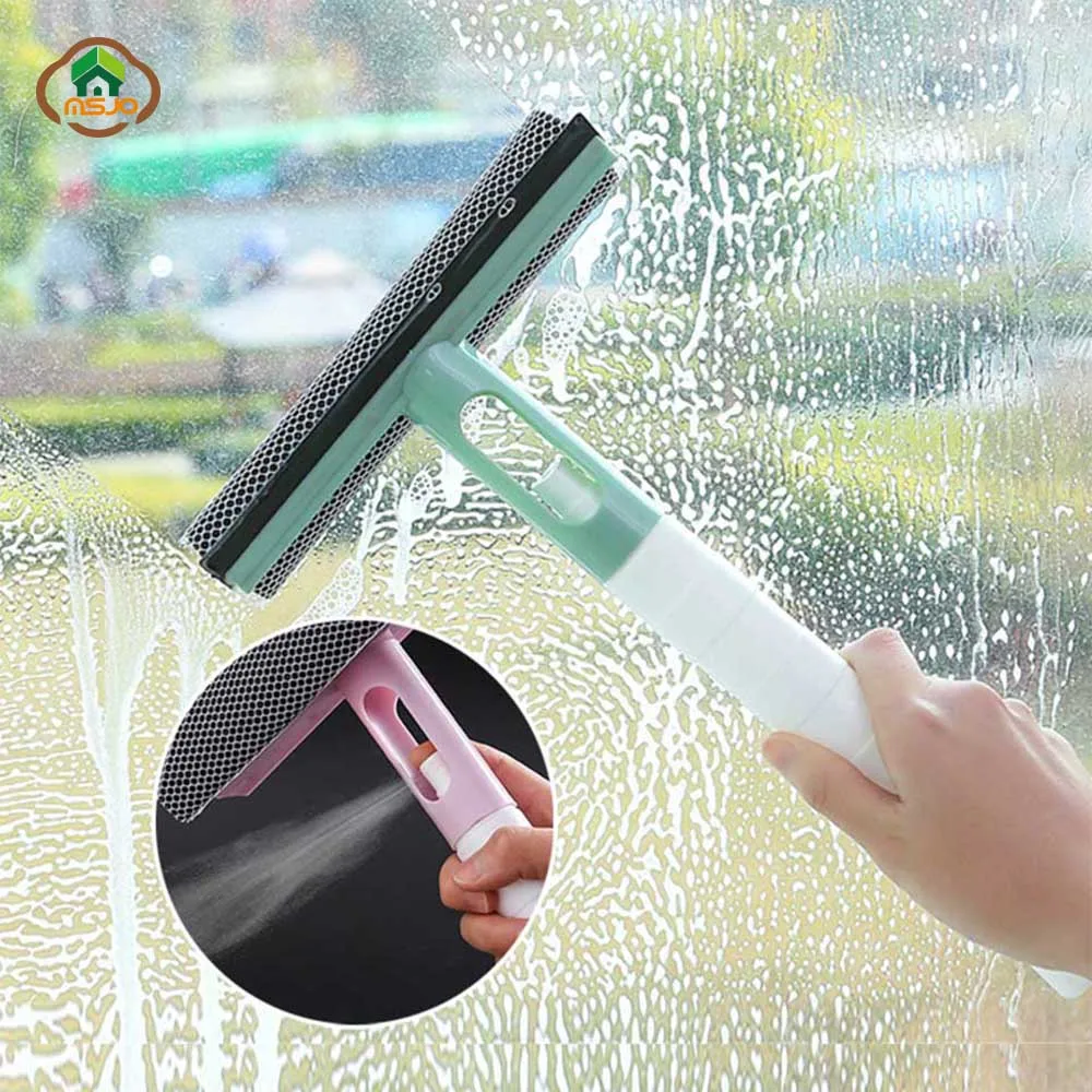 

MSJO Glass Cleaner Window Squeegee Wiper 3 in 1 Spray Glass Cleaner Brush Portable Sponge Household Car Window Cleaning Tools