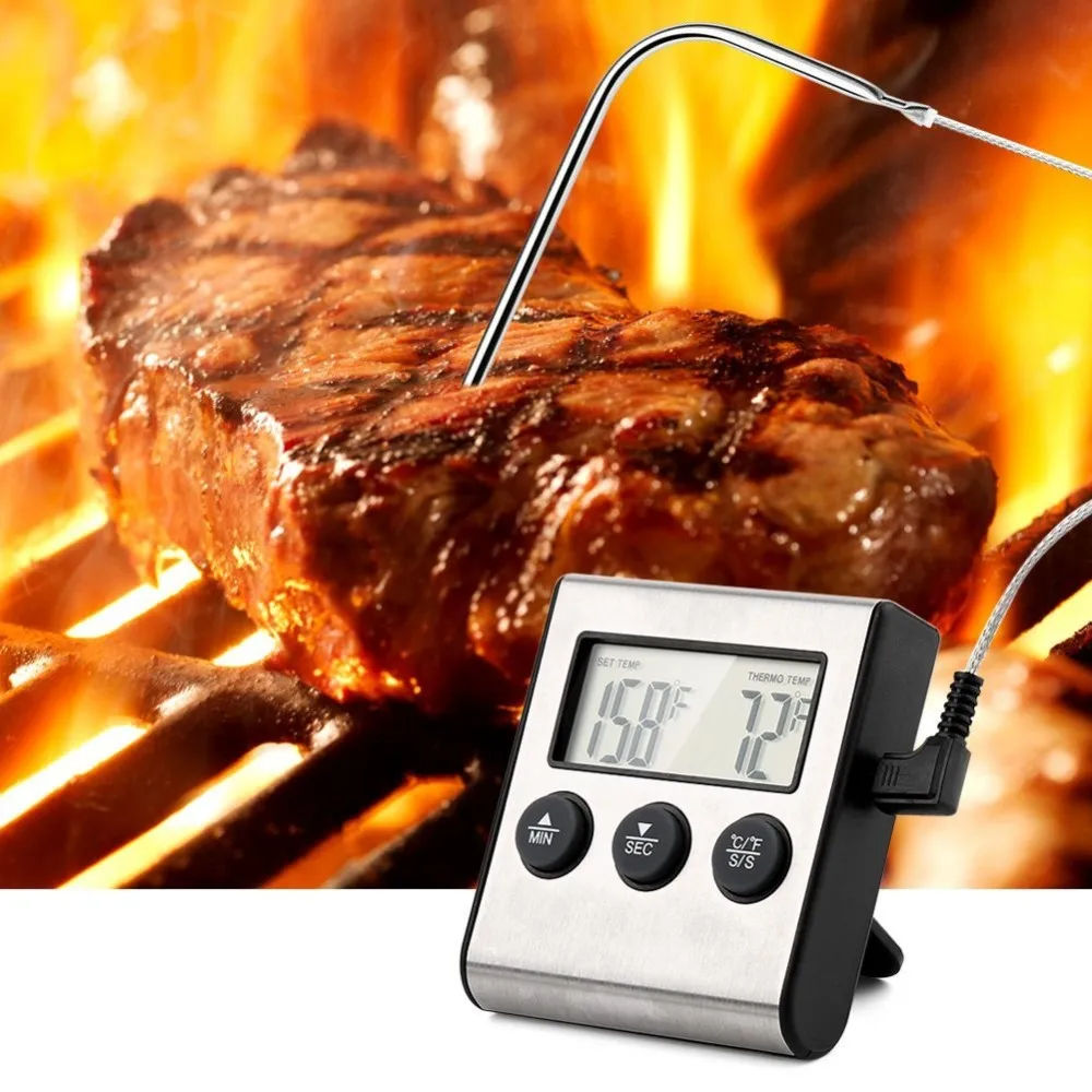 Барбекю термометр для барбекю гриль курильщик Мяса термометр со стальным зондом, Температурное оповещение для Кухонный Термометр молоко