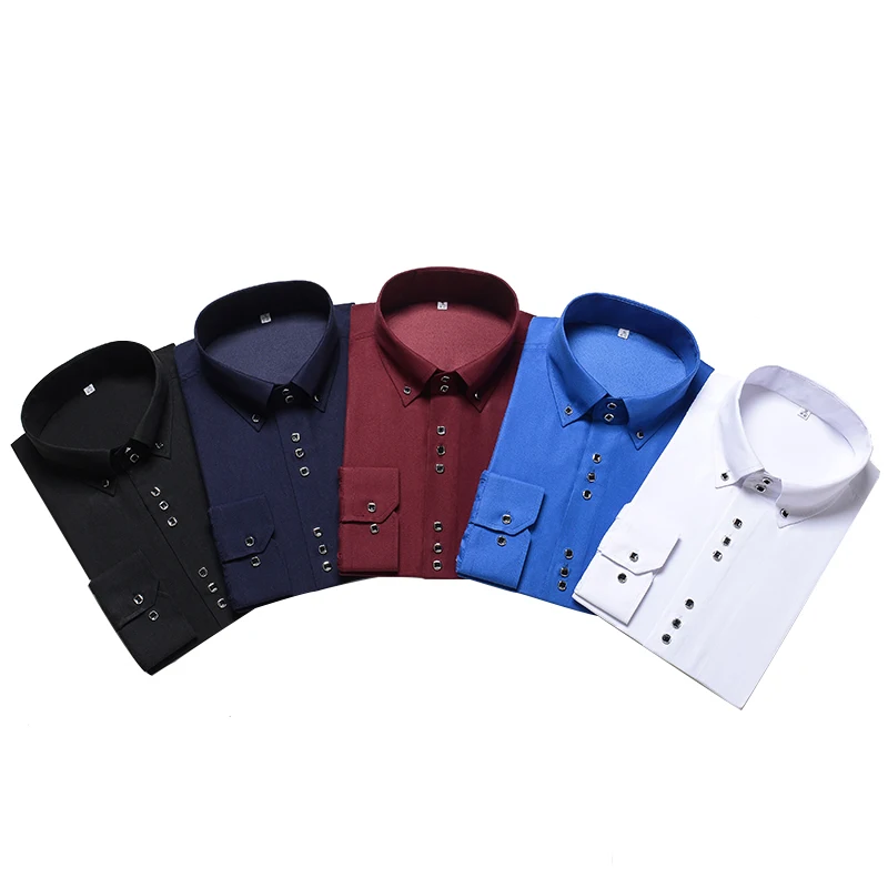 2019 جديد أزياء عارضة قميص الرجال طويلة الأكمام ملابس رجالي تلائم الرجل النحيف عارضة زر أسفل قميص الرسمي اللباس قمصان الرجال الملابس camisa