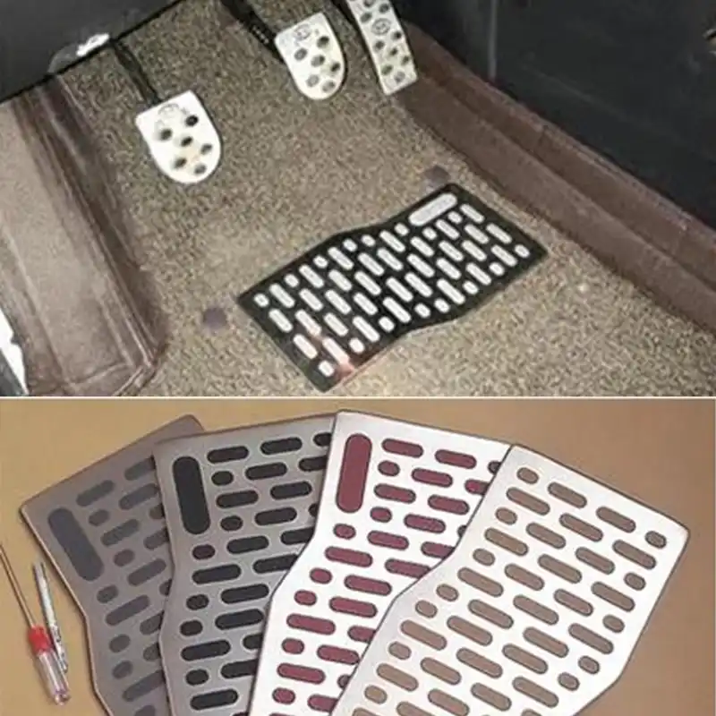 Car Floor Mat Carpet Auto Aluminum Pedal Foot Rest Mats For