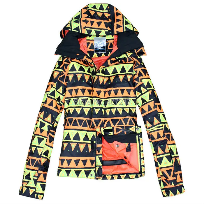 2014 mens geometric ski jacket yellow and black triangle snowboarding