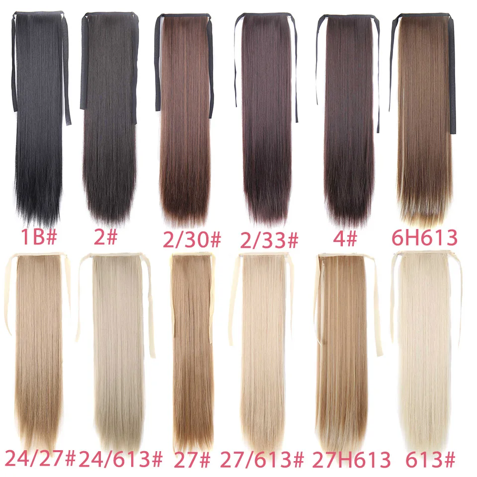 100g/piece 22 inch Long Ponytail Hair Extension Tail Hairpiece Straight Brown Synthetic Women's Hair High Temperature Fiber