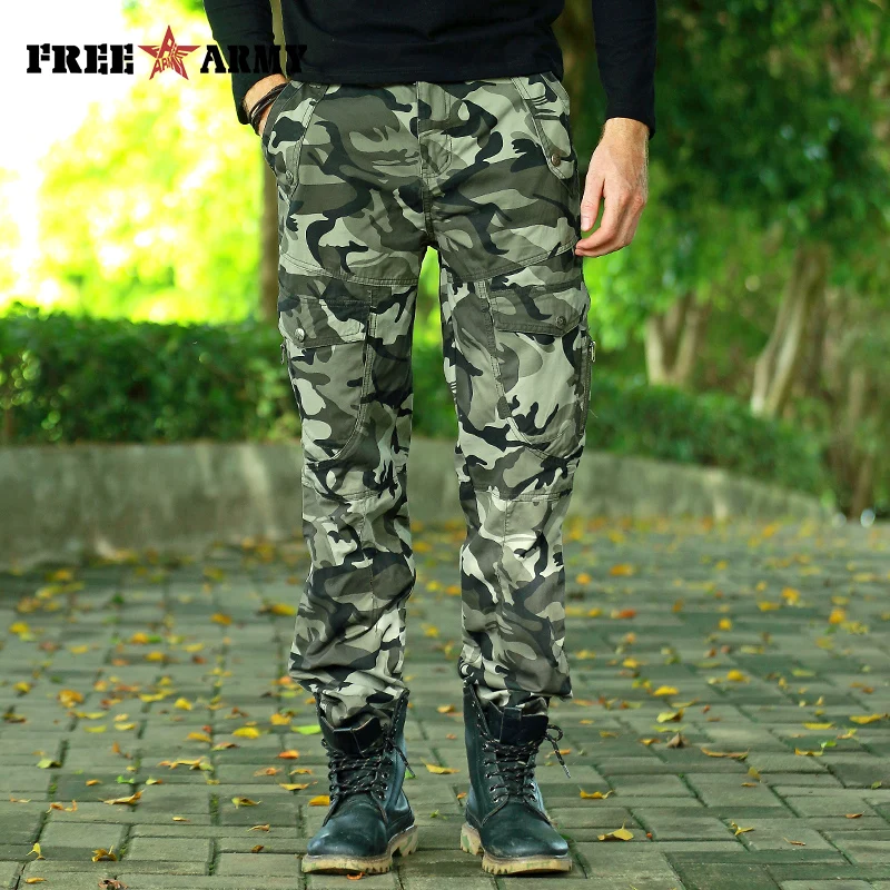 Buy FREE ARMY 2017 Gray Camo Cargo Pants Military