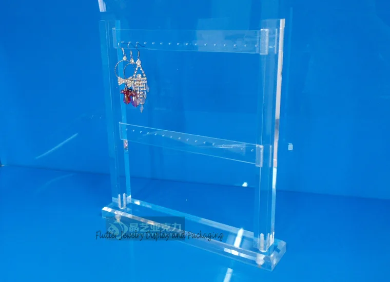 High Quality 2 Layers Clear Acrylic Earring Display Stand Vertical 32