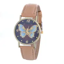 2017 NEW Butterfly Pattern Fashion Women Colored PU Leather Watch L7182