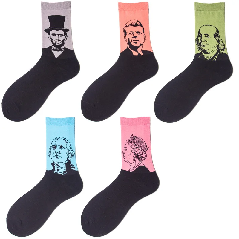 

SP&CITY Vogue Vintage Painting Men Socks Cool Hipster Cotton Short Happy Socks Fashion Business Casual Art Socks Female Cool Sox
