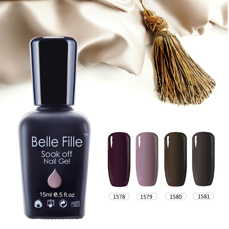 

Belle Fille Nude Gel Nail Polish Soak Off UV Gel Nail Polish Need UV LED Lamp with Top Coat Nude Lacquer Colorful Art Design