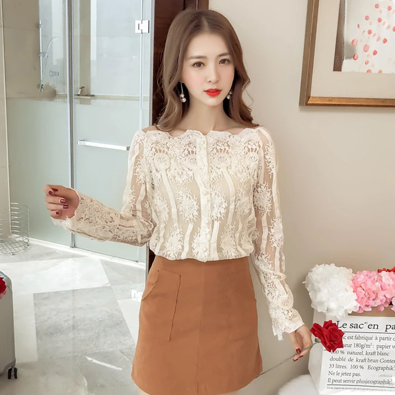 Ropa de mujer modelos de primavera nueva llegada blusas versión coreana  ulzzang fuera del hombro top de encaje completo Rebeca camisas|Blusas y  camisas| - AliExpress