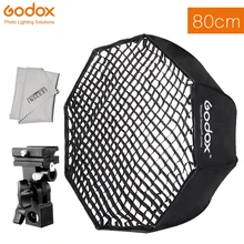 Godox 80 см/31,5 дюйма восьмиугольный зонт для софтбокса портативный софтб+ b-тип Горячий башмак кронштейн+ сотовая сетка для вспышки камеры Canon Nikon