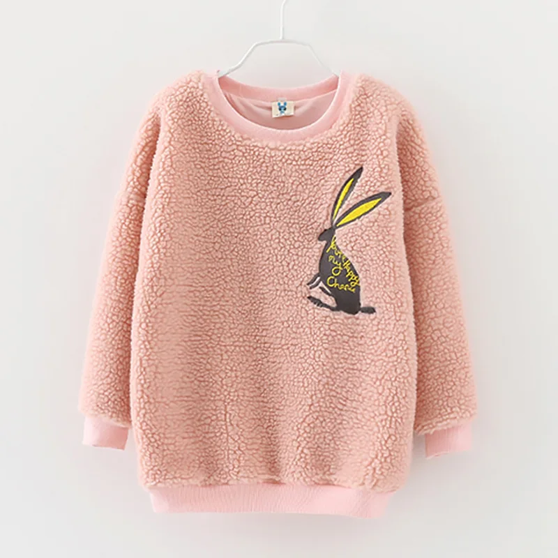 

4~13Y Winter Teenage Girls Sweaters Kids Soft Fleece Sweater Cute Rabbit Emboidery Casual Girl Pullovers Fille Sueter Clothes