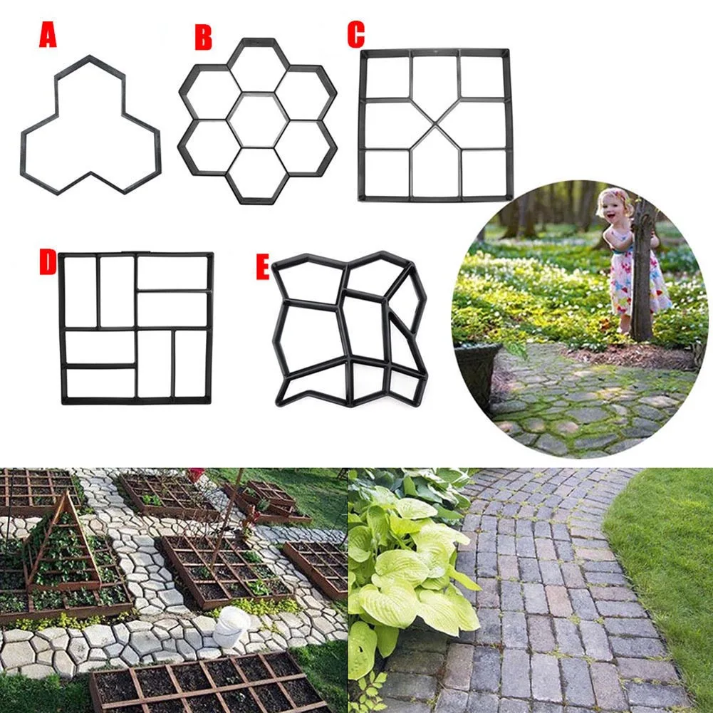 

Hot Garden DIY Plastic Path Maker Pavement Model Concrete Stepping Stone Cement Mould Brick XJS789