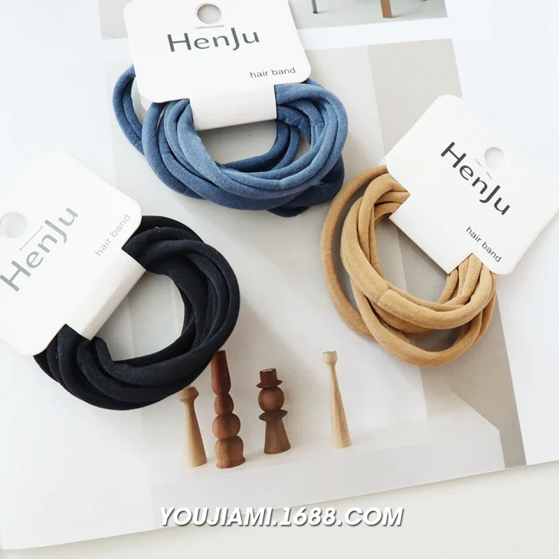 5Pcs/Set Women Girls High Elasticity Thick Rolled Towel Hair Rope Candy Solid Color Rubber Band Ring Fashion Ponytail Holder