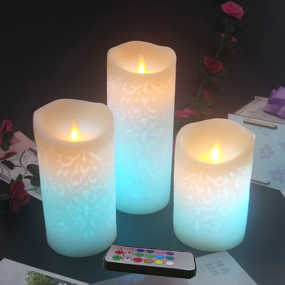 Multiple color changing LED Candles with RGB Remote,Made by Paraffin