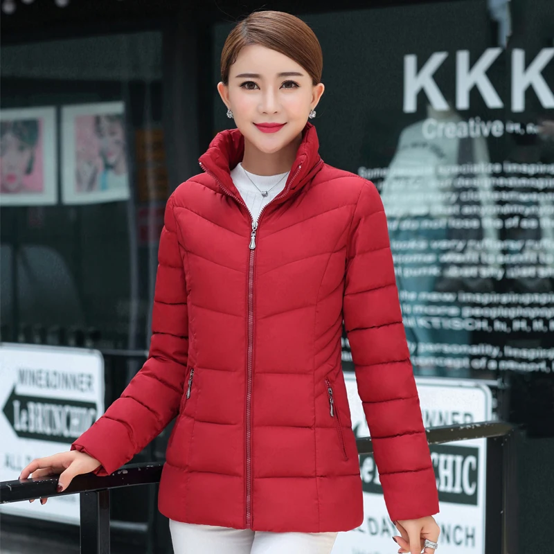 Short fur collar winter jacket women autumn cotton padded solid color womens parka with hood high quality female coat 2018