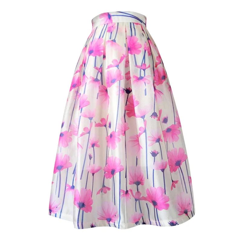 

Women Summer Elegant Fashion A-line Cute Pink Color Umbrella Skirt Free Shipping XHSD-3345