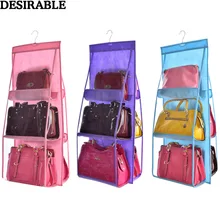 Прозрачная подвесная сумка-Органайзер для шкафа, сумка для хранения, дверь, стена, прозрачная, 6 карманов, сумка для обуви, сумка-вешалка