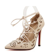 2016 European and American stars big woman with high heels shoes fashion hollow cross straps Asakuchi shoes shoes woman w791