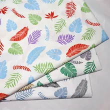 Печатная хлопковая саржевая ткань без флуоресцентного агента, ткань для рукоделия, шитья, ткань для детской одежды и одеяла, напечатанные листья