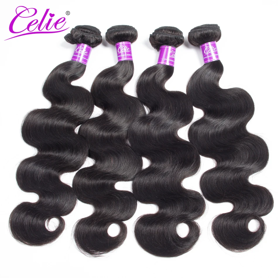 Brazilian Body Wave Bundles 4Pcs/Lot 100% Remy Human Hair Bundles 10-30 inch Brazilian Weave Deal Celie Hair