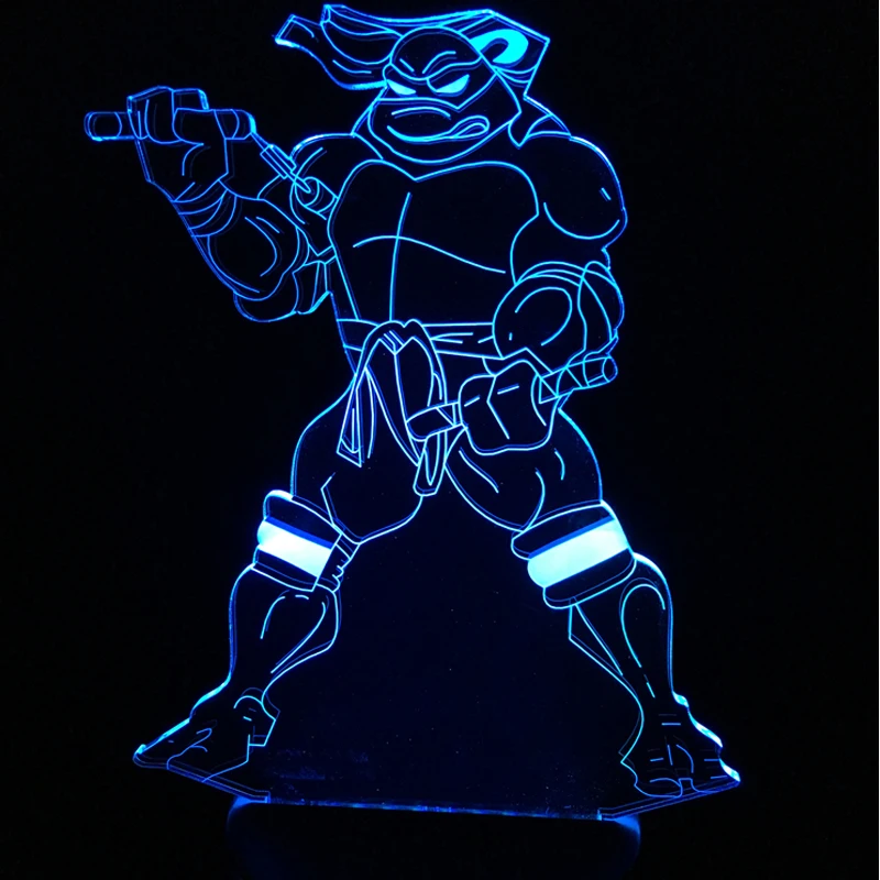 3D Lampu Kartun Gambar Mutant Ninja Turtles Nunchakus Multicolor