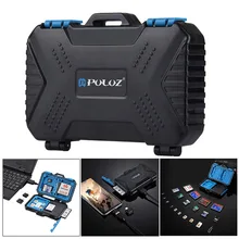 PULUZ кард-ридер+ 22 в 1 водонепроницаемый чехол для памяти/SD карты коробка для хранения 1 стандартная SIM+ 2Micro-SIM+ 2Nano-SIM+ 7SD+ 6TF+ 1 булавка для карты