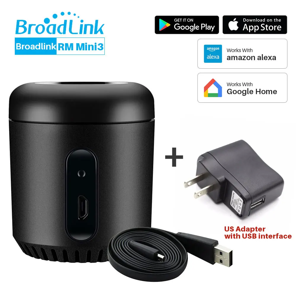 Broadlink RM Mini 3 универсальный умный WiFi ИК пульт дистанционного управления Лер приложение управление голосовым управлением работает с Alexa Echo Google Home Mini - Цвет: RM Mini3 And US Plug