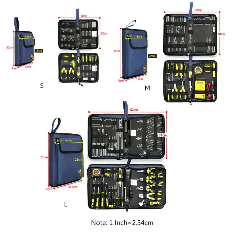 Professional Electricians Hard Plate Tool Kit Bag Storage Case Multifunctional Pocket Organizer Waterproof Oxford 3 Sizes