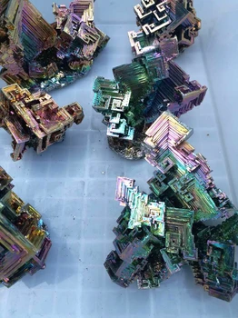 

520g 5pcs Bismuth rainbow bright crystal Titanate Metal Mineral element Bi Mineral