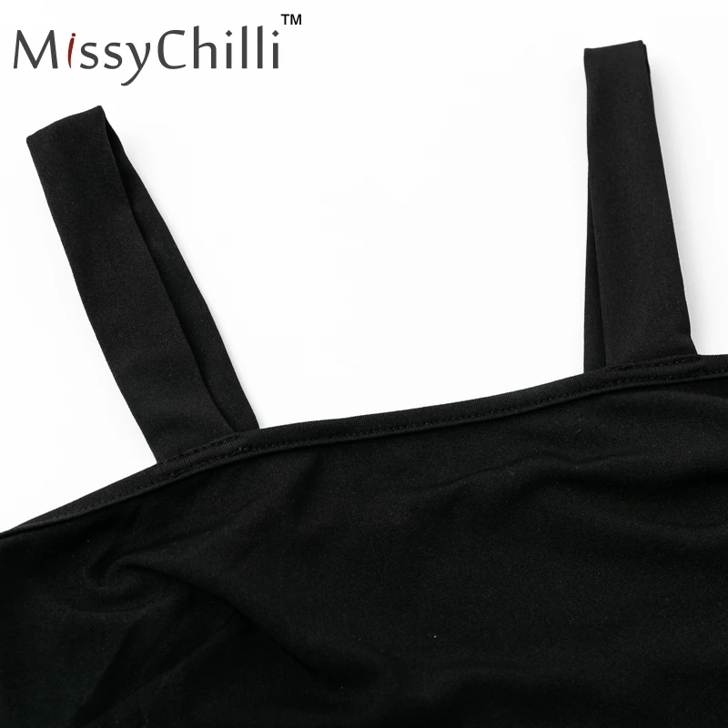 MissyChilli металлическая Высокая поясная пряжка черное укороченное сексуальное платье женское асимметричное вечернее платье на бретелях женский костюм из двух предметов летнее платье