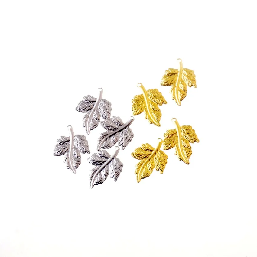 

Free shipping 50Pcs Gold/Silver Filigree Wraps Leaf Connectors Metal Crafts Gift Decoration DIY Findings 25x19mm