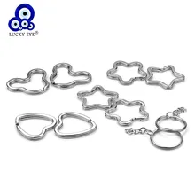 Porte-clé œil chanceux, 10 pièces/lot, cœur étoile, fermoirs en métal couleur argent, fermoirs de homard, accessoires pour voiture, sac à main EY621