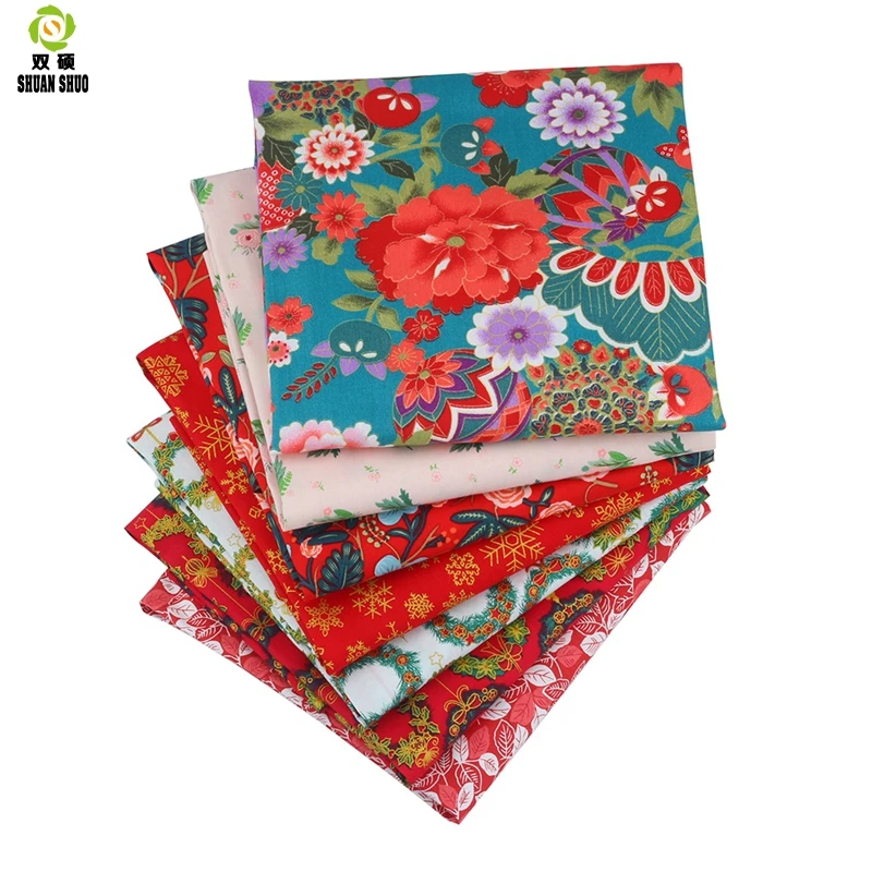 

Shuanshuo high quality Floral Series Cotton Patchwork Fabric Fat Quarter Bundles Fabric For Sewing Doll Cloths 40*50cm 7pcs/lot