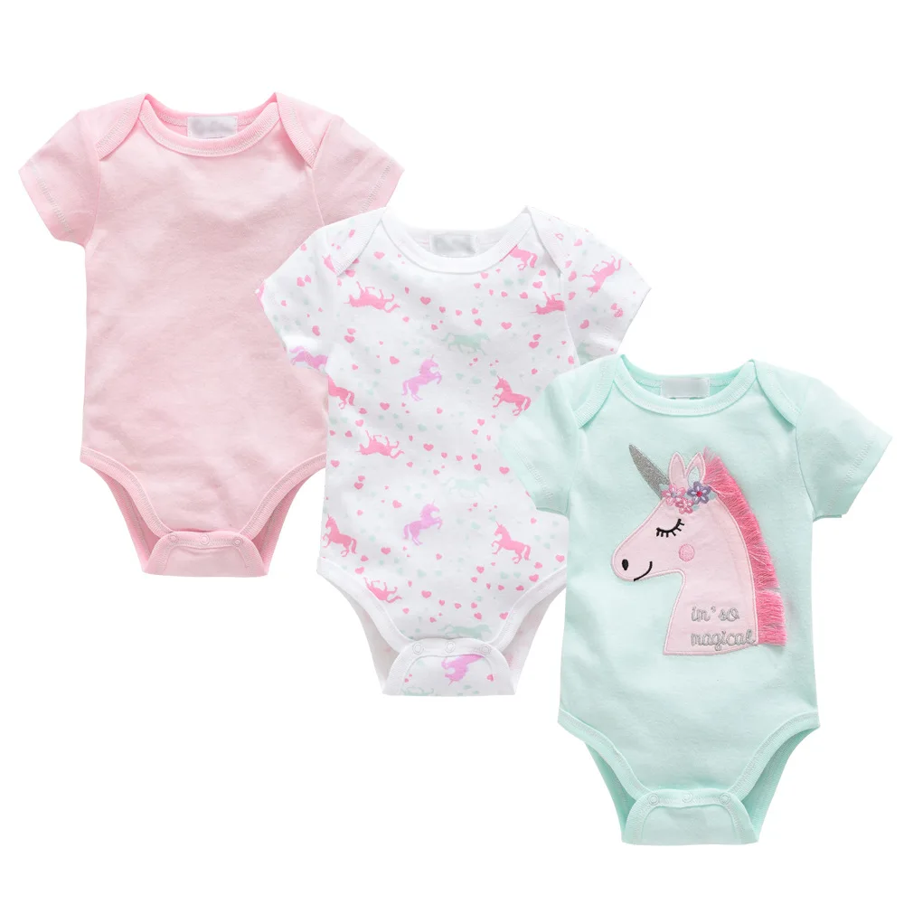 

3Pcs Summer Baby Rompers Small Girls Clothes baby onesie Cotton Boy Clothing Sets Roupas Infant Jumpsuits roupas bebe menina